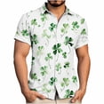 thumbnail image 1 of PNTUTB St. Patrick's Day Men's Fashion Print Collar Button Down Cardigan Short Sleeve Casual Loose Blouse, 1 of 6