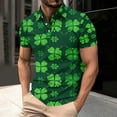 thumbnail image 1 of PNTUTB St. Patrick's Day Men's Fashion Print Collared Button Down Pullover Casual Short Sleeve Blouse, 1 of 6