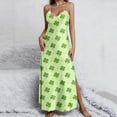 thumbnail image 1 of PNTUTB St. Patrick's Day Women's Fashion Print V Neck Sleeveless Split Hem Casual Loose Comfort Strapless Maxi Dress, 1 of 6
