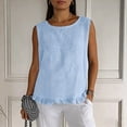 thumbnail image 1 of PNTUTB Stylish Women's Sleeveless Tops Casual Solid-Color Crew-Neck Tank Tops Lace-Hem Tank Tops with Back Tie Simple Versatile Loose Tank Tops, 1 of 6