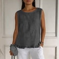 thumbnail image 1 of PNTUTB Stylish Women's Sleeveless Tops Casual Solid-Color Crew-Neck Tank Tops Lace-Hem Tank Tops with Back Tie Simple Versatile Loose Tank Tops, 1 of 6