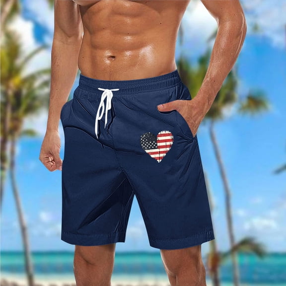 PNTUTB Summer Beach Shorts for Men Fashion Print Elastic Waist Drawstring Pockets Casual Comfortable Shorts