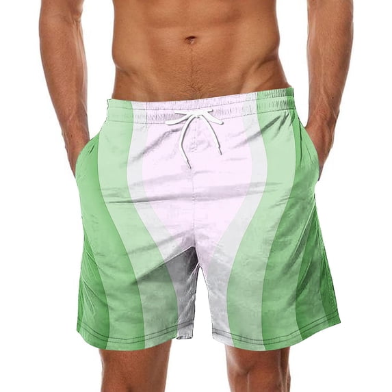 PNTUTB Summer Beach Shorts for Men Stylish Striped Print Elastic Waistband with Drawstring Pockets Casual Loose Comfortable Shorts