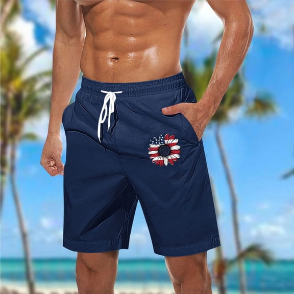 PNTUTB Summer Casual Beach Shorts for Men Fashion Print Elastic Waist Drawstring Pockets Comfortable Shorts