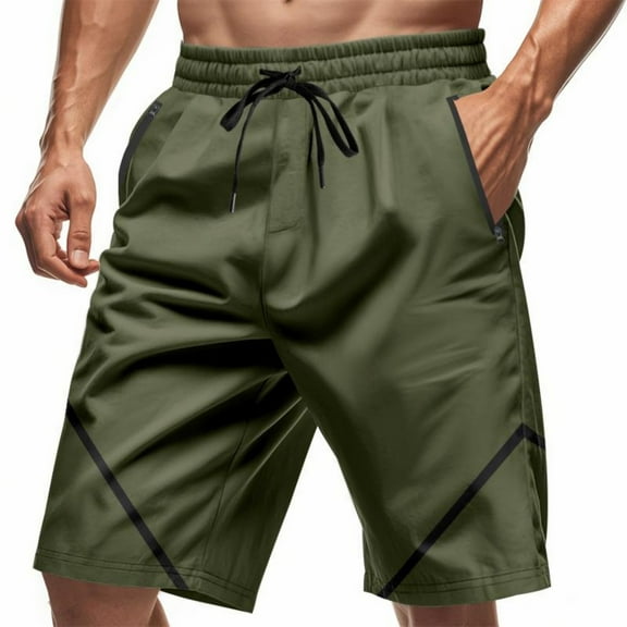 PNTUTB Summer Casual Men's Fashion Color Block Elastic Drawstring Comfortable Beach Shorts with Zipper Pockets