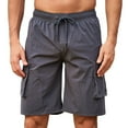 thumbnail image 1 of PNTUTB Summer Casual Men's Solid Color Elastic Drawstring Loose Comfortable Workwear Shorts with Pockets, 1 of 5