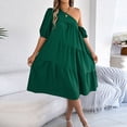 thumbnail image 1 of PNTUTB Summer Cool Women's Dress: Fashionable Solid-Color Off-the-Shoulder Short-Sleeve Casual Loose Comfortable Midi Dress, 1 of 6
