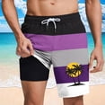 thumbnail image 1 of PNTUTB Summer Fashion Men's Striped Coconut Tree Print Elastic Drawstring Casual Lined Shorts with Pockets, 1 of 6
