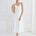 thumbnail image 1 of PNTUTB Summer Fashion Women's Casual Solid Color Lace Panel V Neck Strapless Loungewear Nightgown, 1 of 6