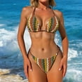 thumbnail image 1 of PNTUTB Summer Fashion Women's Print Deep V Neck High Waisted Two Piece Tie Back Swimsuit Set, 1 of 6