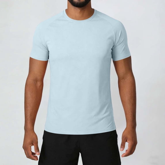 PNTUTB Summer Men's Casual Sports Solid Color Crew Neck Pullover Split Hem Loose Comfort Short Sleeve T Shirt