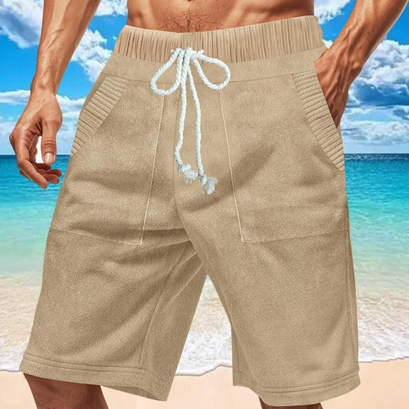 PNTUTB Summer Men's Fashion Color Blocked Elastic Drawstring Casual Loose Comfortable Shorts with Pockets