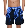 thumbnail image 1 of PNTUTB Summer Men's Fashion Flame Print Elastic Drawstring Relaxed Comfortable Beach Shorts with Pockets, 1 of 5