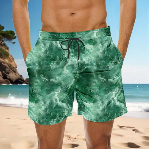 PNTUTB Summer Men's Fashion Printed Casual Loose Comfortable Drawstring Waistband Beach Shorts with Pockets