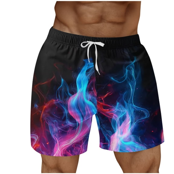PNTUTB Summer Men's Fashion Printed Elastic Drawstring Casual Comfortable Beach Shorts with Pockets