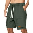 thumbnail image 1 of PNTUTB Summer Men's Fashion Solid Color Elastic Waist Drawstring Zipper Multi-Pocket Casual Loose Comfortable Shorts, 1 of 6