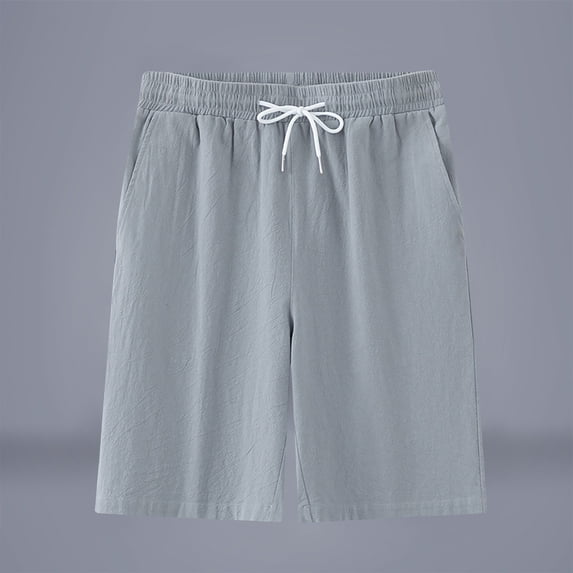 PNTUTB Summer Men's Solid Color Breathable Casual Sports Drawstring Waistband Loose Comfortable Shorts with Pockets
