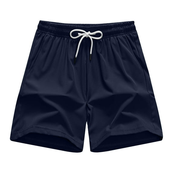 PNTUTB Summer Men's Solid Color Quick Dry Casual Sports Training Drawstring Waistband Shorts with Pockets