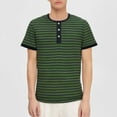 thumbnail image 1 of PNTUTB Summer Men's Striped Casual Half Buttoned Round Neck Pullover Short Sleeve Comfortable Tops, 1 of 6