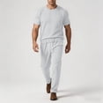 thumbnail image 1 of PNTUTB Summer Men's Two-Piece Set Fashion Loose Round-Neck Short-Sleeve T-Shirt Lightweight Drapey Breathable Casual Ice-Silk Drawstring Pants Sports Set, 1 of 6