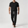 thumbnail image 1 of PNTUTB Summer Men's Two-Piece Set Fashion Loose Round-Neck Short-Sleeve T-Shirt Lightweight Drapey Breathable Casual Ice-Silk Drawstring Pants Sports Set, 1 of 6
