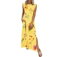 thumbnail image 1 of PNTUTB Summer Women's Fashion Print Casual Loose Round Neck Sleeveless Split Comfortable Ankle Length Dress, 1 of 6