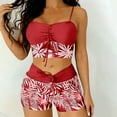 thumbnail image 1 of PNTUTB Summer Women's Fashion Print Drawstring High Waisted Briefs Separate Swimsuit Bikini Set, 1 of 6