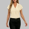 thumbnail image 1 of PNTUTB Summer Women's Fashion Solid Color V Neck Button Up Pullover Casual Comfortable Short Sleeve T Shirts, 1 of 6