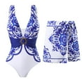 thumbnail image 1 of PNTUTB Summer Women's One Piece Fashion Print Swimsuit with Delicate Waist Design Slim Two Piece Set, 1 of 5