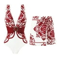 thumbnail image 1 of PNTUTB Summer Women's One Piece Fashion Print Swimsuit with Delicate Waist Design Slim Two Piece Set, 1 of 5