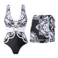 thumbnail image 1 of PNTUTB Summer Women's One Piece Fashion Print Swimsuit with Delicate Waist Design Slim Two Piece Set, 1 of 5
