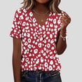 thumbnail image 1 of PNTUTB Summer Women's Versatile Trend Fashion Printed Casual V Neck Short Sleeve Loose Comfortable T Shirt, 1 of 6