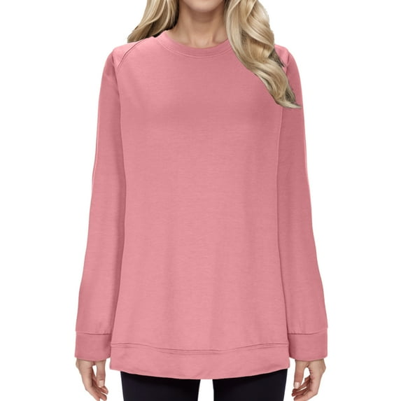 PNTUTB Sweatshirt for Women Crewneck Long Sleeve Tops Casual Solid Color Loose Hoodless Pullover Clothes