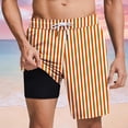 thumbnail image 1 of PNTUTB Swim Trunks for Men Beach Shorts Fine Vertical Stripe Shorts Casual Loose Comfortable Shorts Elastic Waistband Drawstring Lining Quick-Dry Swim Shorts, 1 of 6