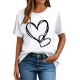 thumbnail image 1 of PNTUTB Valentine's Day Women's Print Fashion Versatile Casual Short Sleeve Crew Neck Loose Comfort T Shirts, 1 of 6