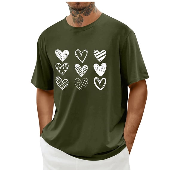 PNTUTB Valentine's Day Men's Fashion Themed Prints Short Sleeve Crew Neck Casual Loose Comfortable T-shirt