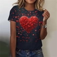 thumbnail image 1 of PNTUTB Women's Fashionable Versatile Valentine's Day Print Crew Neck Loose Short Sleeve Comfort T Shirts, 1 of 6