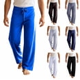 thumbnail image 1 of PNTUTB Wide Leg Pants for Men Solid Color Drawstring Trousers Casual Loose Comfortable Trendy Lounge Workout Yoga Sporty Pants, 1 of 7