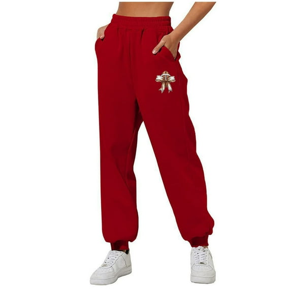 PNTUTB Women Casual Printing Comfortable Solid Color Sweatpants with Loose Ankle Cinched Sports Fitness Pants