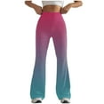 thumbnail image 1 of PNTUTB Women Comfortable Tight Fitting High Elasticity Hip Hugging Shaping Gradient Color Flared Pants Long Pants, 1 of 5