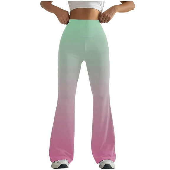 PNTUTB Women Comfortable Tight Fitting High Elasticity Hip Hugging Shaping Gradient Color Flared Pants Long Pants