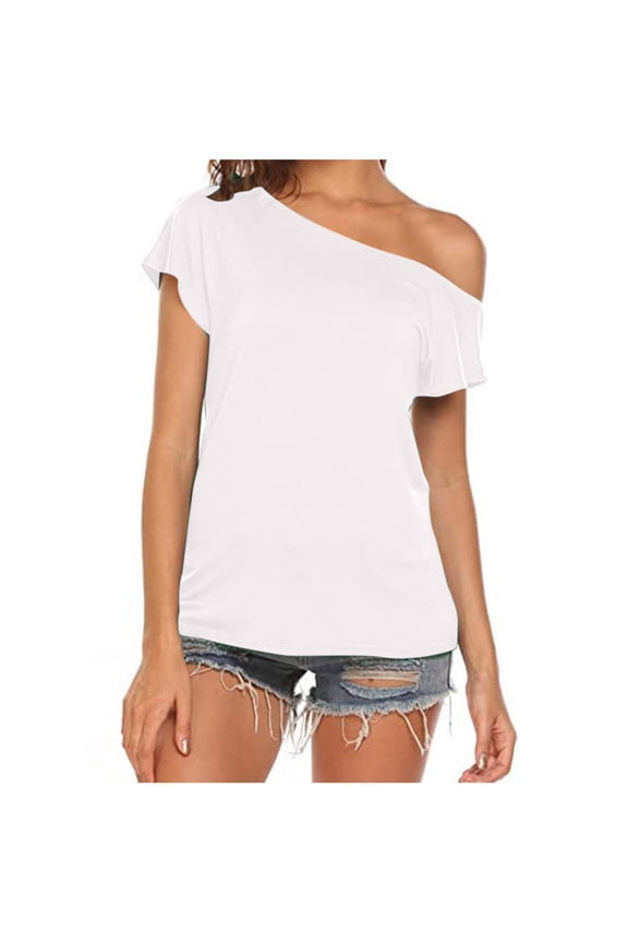 Women'S Casual Off Shoulder Tops Short Sleeve T Loose Summer Blouse Shirt