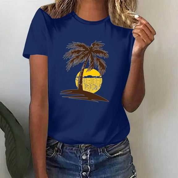 PNTUTB Women'S Fashion Crewneck Printed Short Sleeve T-Shirt Casual Loose Shirt