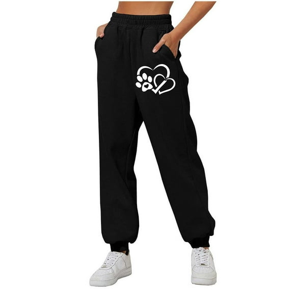 PNTUTB Women Solid Color Casual Printing Side Pocket Sweatpants with Loose Ankle Cinched Comfortable Sports Pants