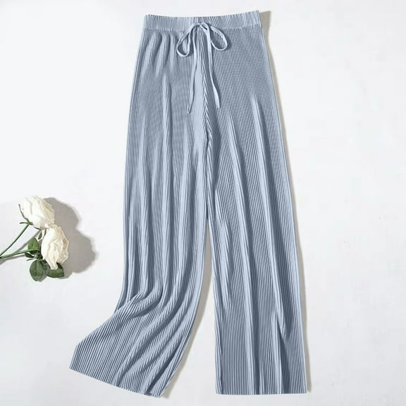 PNTUTB Women Solid Color Fashion Loose Elastic Waist Sports Casual Pants Comfortable Long Pants