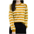 thumbnail image 1 of PNTUTB Women Striped Regular Long Sleeve Crew Neck Pullover Comfortable Undershirt for Fall Winter, 1 of 5