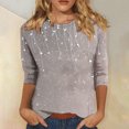 thumbnail image 1 of PNTUTB Women's 3/4 Sleeve Round Neck Top/Shirt Printed Round Neck Long Sleeve Basic Tees Blouses, 1 of 6
