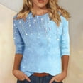 thumbnail image 1 of PNTUTB Women's 3/4 Sleeve Round Neck Top/Shirt Printed Round Neck Long Sleeve Basic Tees Blouses, 1 of 6