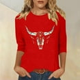 thumbnail image 1 of PNTUTB Women's 3/4 Sleeve Western Style Printed Casual T-shirt, 1 of 6