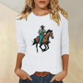 thumbnail image 1 of PNTUTB Women's 3/4 Sleeve Western Style Printed Casual T-shirt, 1 of 6